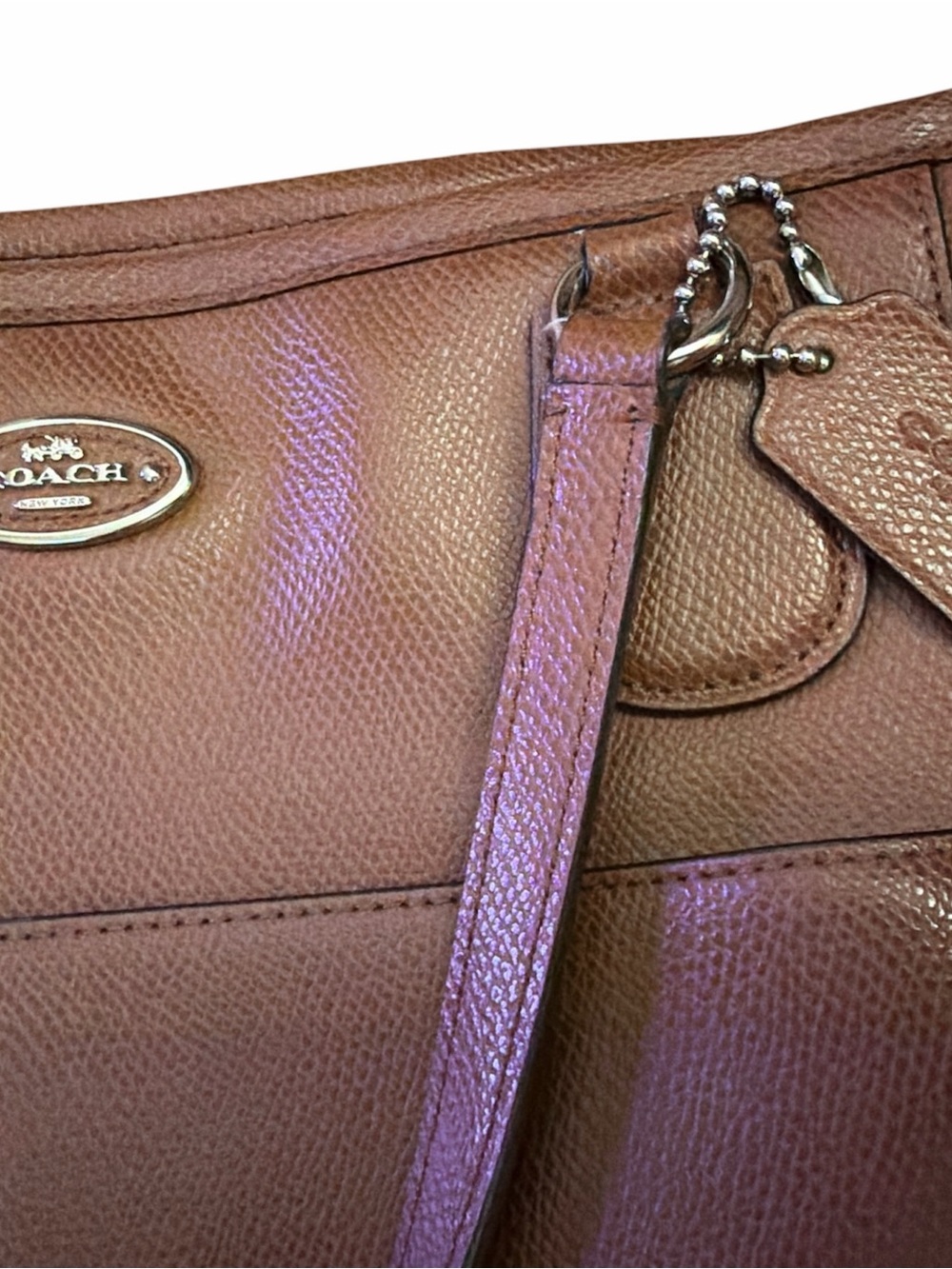 Coach Brown Pebbled Leather Shoulder Tote - Picture 3 of 6